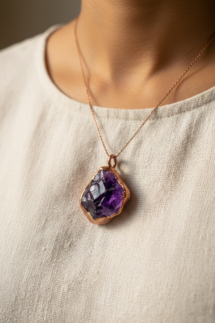 Amethyst Crystal Pendant Lifestyle - Reference Aligned