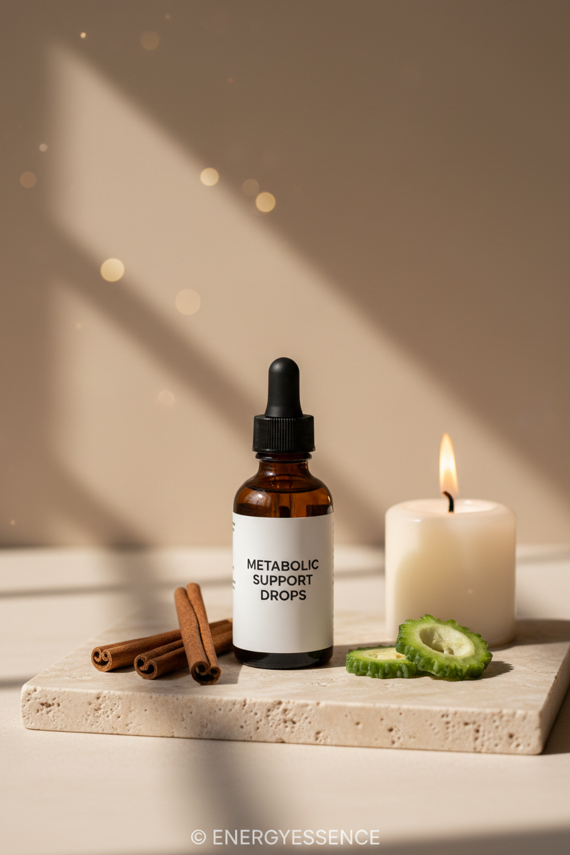 Metabolic support drops with cinnamon and bitter melon
